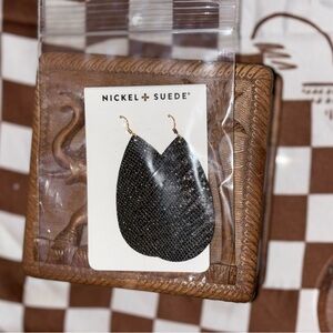 Nickel & Suede Black Teardrop Earrings